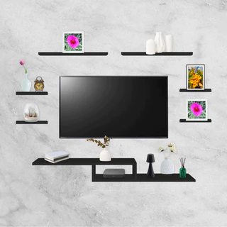 Rack Suspenso Para Tv Com Nicho e Prateleiras Preto ou Branco Para sala e quarto