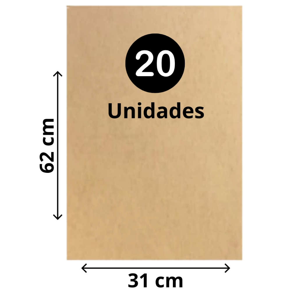 Chapa Mdf Cru 3mm Placa 31x62 cm - 20 unidades