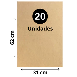Chapa Mdf Cru 3mm Placa 31x62 cm - 20 unidades