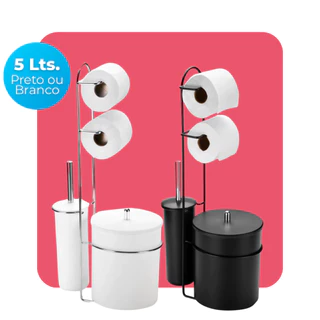Suporte Organizador 3 em 1 Banheiro Lavabo Lixeira 5 Litros Com Escova Sanitária Porta Papel Arthi em Oferta na Shopee
