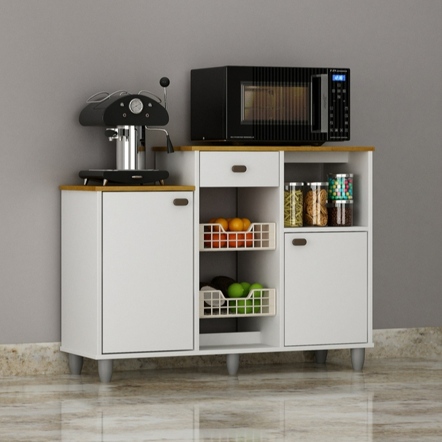 Fruteira Cozinha Flora MDP Compacta Flex Branca Cinamomo Pé Alto