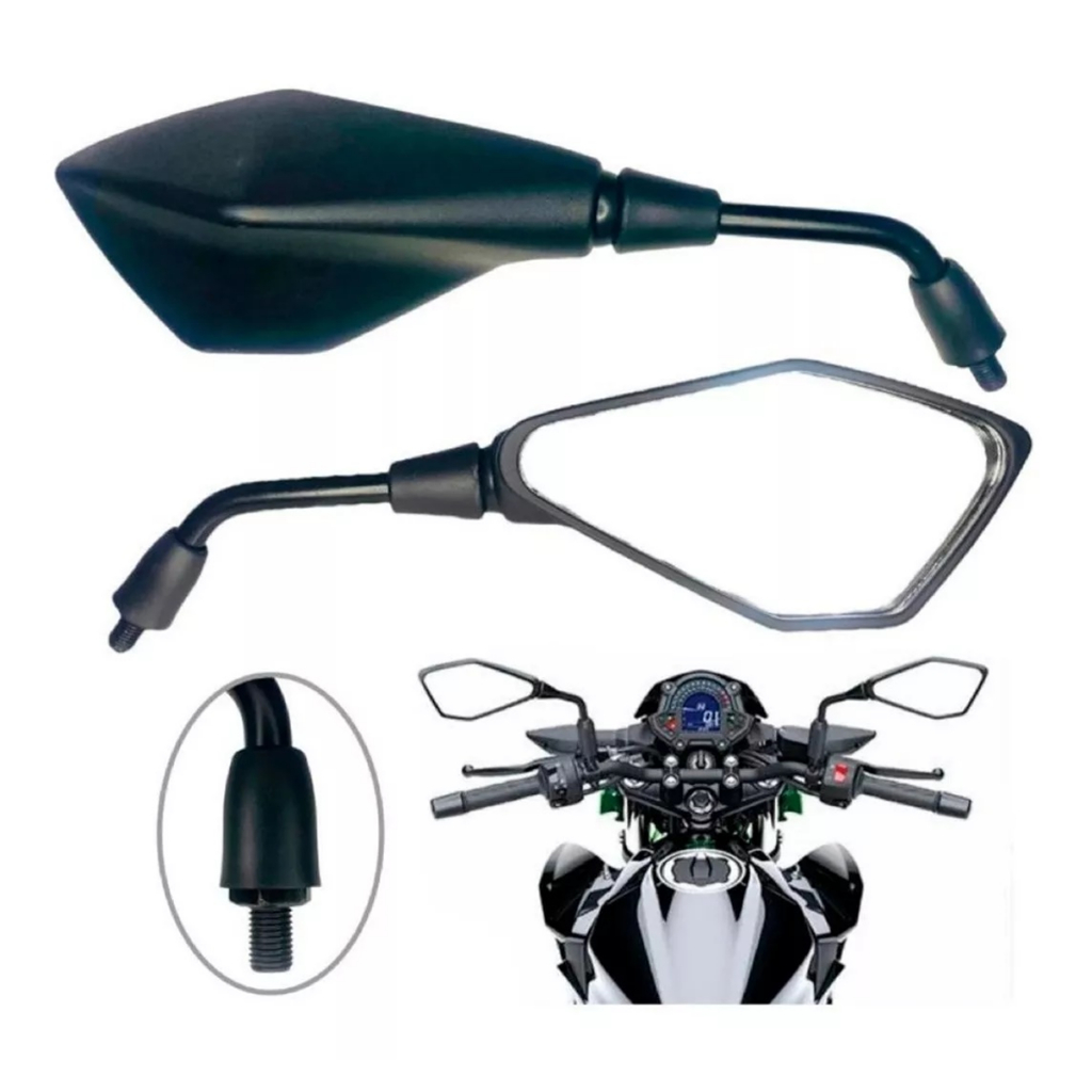 Retrovisor Kawasaki Z400 Z800 Z900 Z1000 Haste Longa Fixo Lente