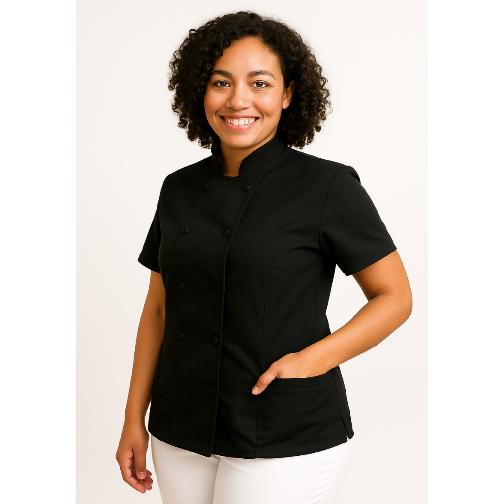 Roupa Chef De Cozinha Dolmã Feminina Manga Curta Oxford