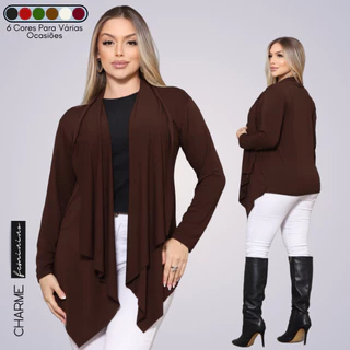 Cardigã Cardigan Casaquinho Casaco Kimono Feminino Longo Meia Estação