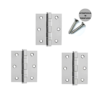 Kits Dobradiças Aço Inoxidável com Parafusos Reforçadas Porta Madeira 3UN 6UN 9UN 12UN Soutimes