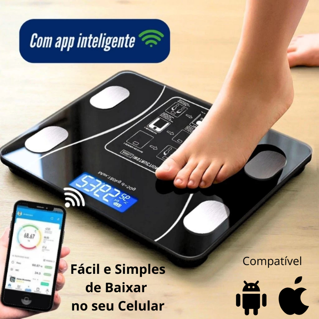 Balança Digital Bioimpedância Medidora Corporal Profissional ...