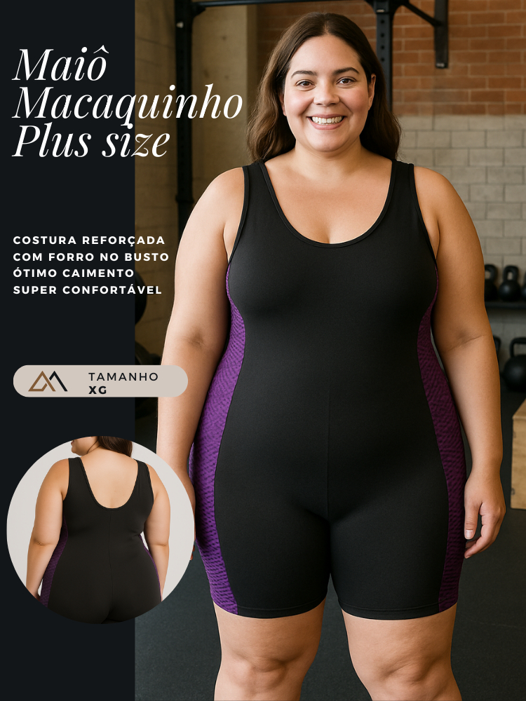 Maiô Macaquinho Macacão Plus Size Feminino Roupa de Academia e ...