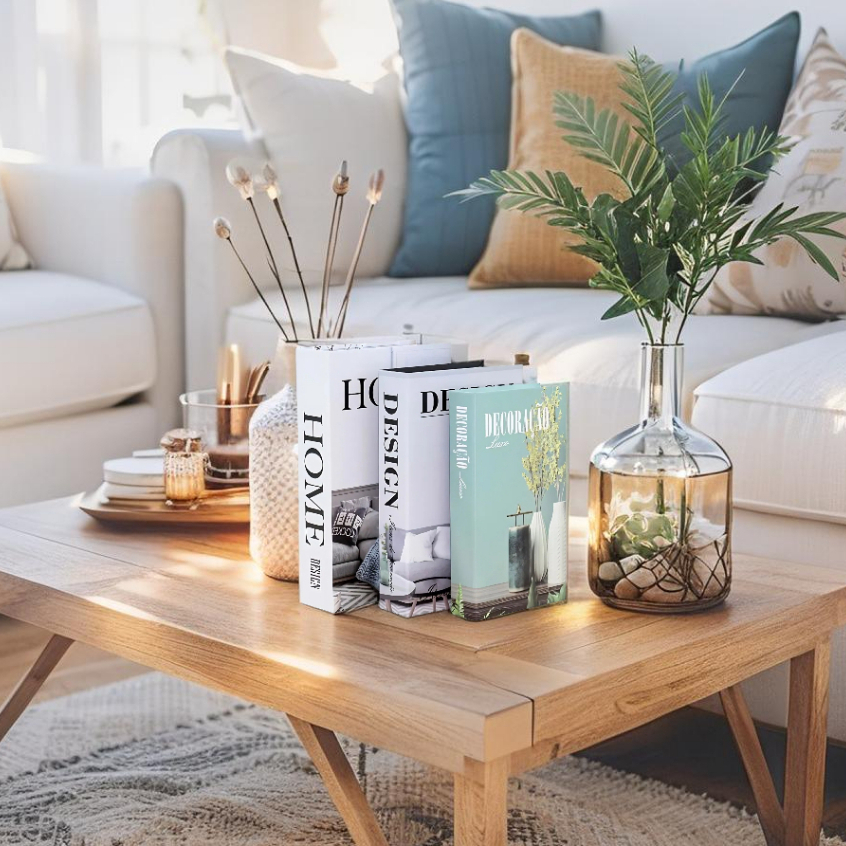 Conjunto de Livros Decorativo Capa Dura p/ Mesa de Centro Adereços para ...