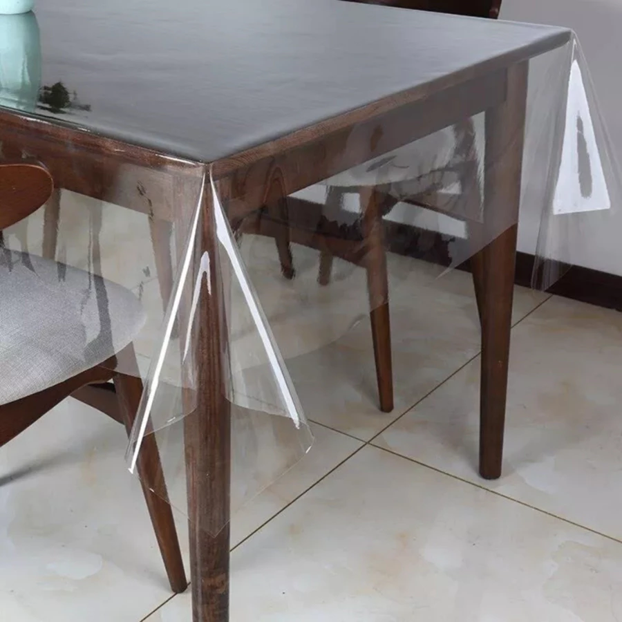 Toalha de Mesa Cristal Plástica Térmica Transparente Quadrada Para 2, 4, 6, 8 e 10 Lugares — foto 2 de 5