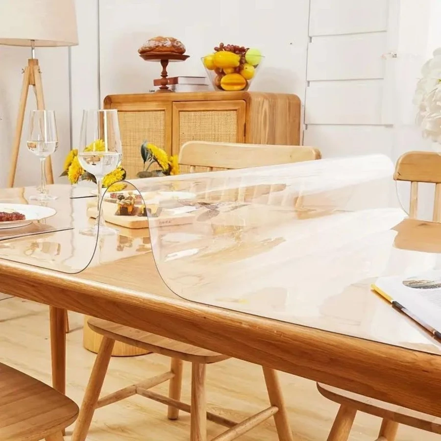 Toalha de Mesa Cristal Plástica Térmica Transparente Quadrada Para 2, 4, 6, 8 e 10 Lugares
