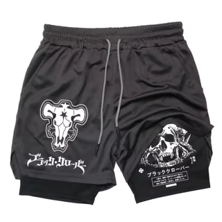 Short Compressão 2 em 1 Dry-Fit Escolha Sua Estampa Anime Manga Black Clover Arte Exclusivas