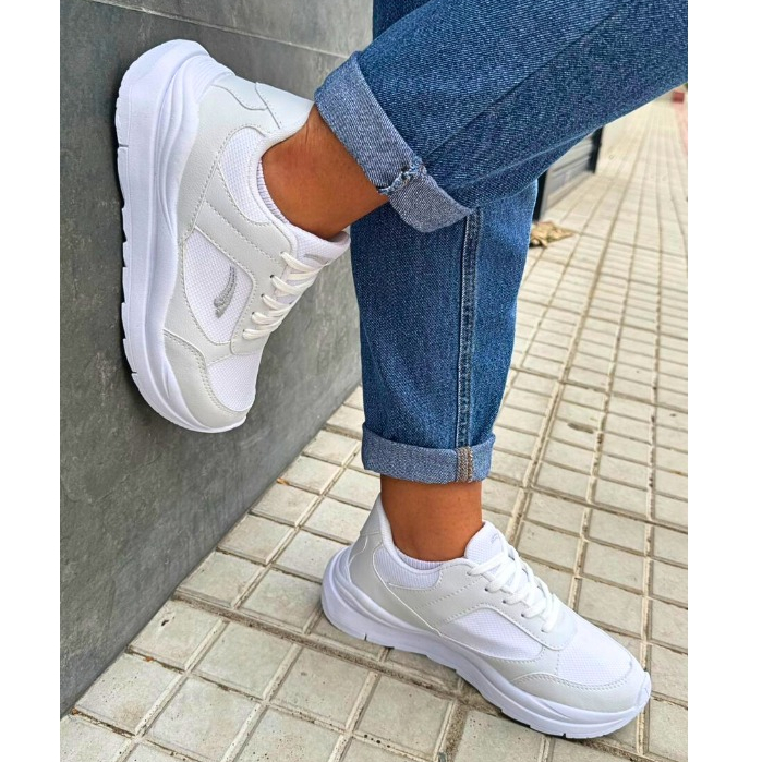 Tênis Casual Feminino Estiloso com Solado Branco Tênis de Academia e ...