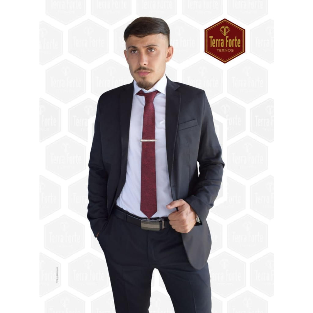 Terno Slim Preto Masculino Microfibra Luxo Completo -Envio Imediato ...