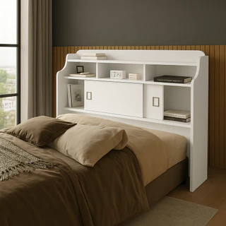 Cabeceira Para Cama Box Queen 160 cm Com Nichos Prateleira Mdf - Polizelli Móveis