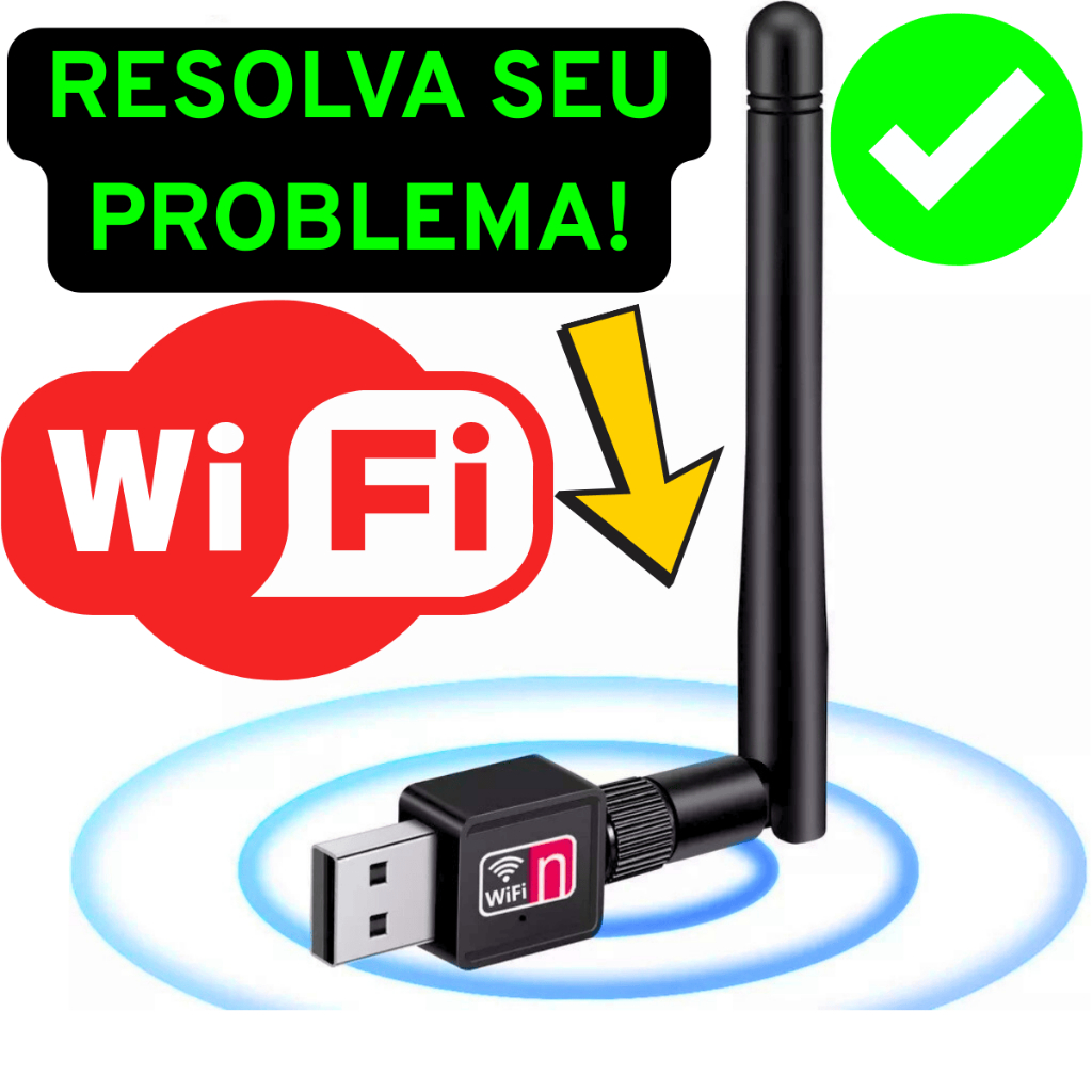 Adaptador Wifi Internet Conexão Usb Receptor Antena Wireless Pc E Note ...