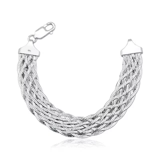 Pulseira Feminina de Prata 925 Trançada com 9 fios em Oferta na Shopee