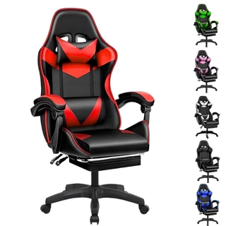 Cadeira Escritório Gamer Ergonômica Reclinável Confortável Com Rodinha E Apoio Para Os Pés Vermelha