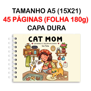 Livro de Colorir CAT MOM - 45 Folhas Papel 180g wire-o capa normal ou holográfica em Oferta na Shopee