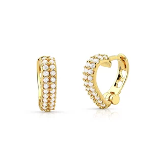 Brinco de Ouro 18k Argola Coração com 2 Fileiras Cravejadas em Oferta na Shopee