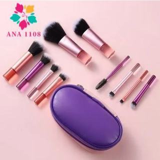 Kit 10 mini pincéis de maquiagem com estojo