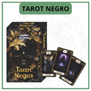 Tarot Negro com Manual Livreto Baralho com 22 Cartas