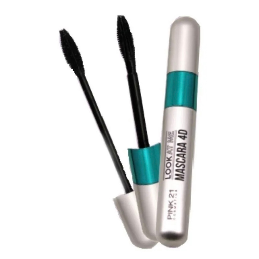 Máscara de Cílios Pink 21 Cosmeticos Olhos Rímel 2 em 1 Volume e ...