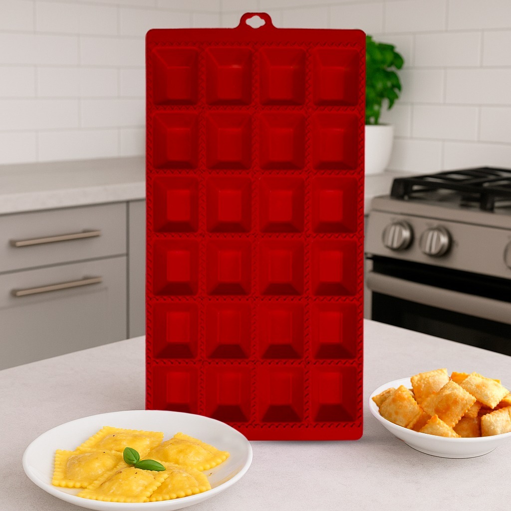 Forma para Ravioli e Mini Pastel Vermelha 24 Cavidades, Prático e ...