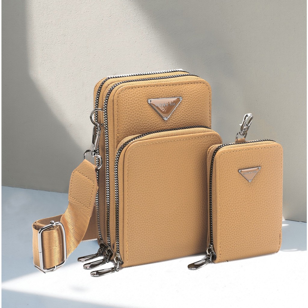 Bolsa Feminina Transversal 3 divisórias Porta Celular com Linda