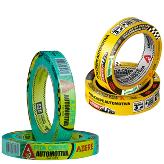 Fita Crepe Automotiva Verde E Amarelo Para Pintura Porta Janela Carro Moto Uso Geral Profissional em Oferta na Shopee