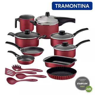 Jogo De Panelas Antiaderente Tramontina 13 Peças Com Panela De Pressão e Utensílios