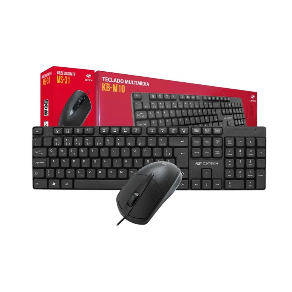 Kit C3tech Teclado E Mouse Com Fio Usb Abnt2 | Shopee Brasil