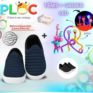 Kit Divertido Ploc Iate - Tênis Iate + Girafa Ploc LED Estica e Puxa MENINO em Oferta na Shopee