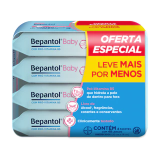 Kit com 4 Lenços Umedecidos Hipoalergênico 48un - Bepantol em Oferta na Shopee