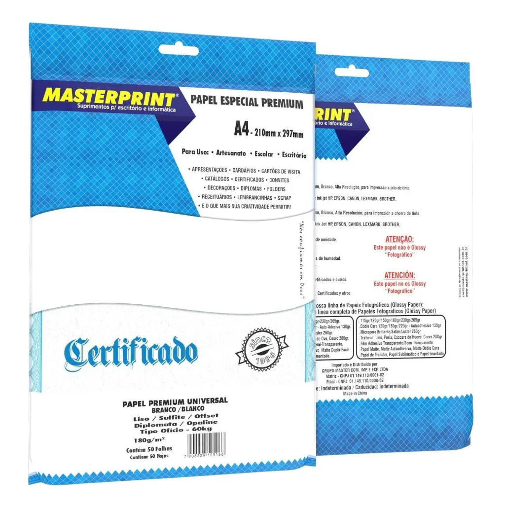 Papel Offset Opaline Liso 180g A4 Branco Diplomata - papel para ...