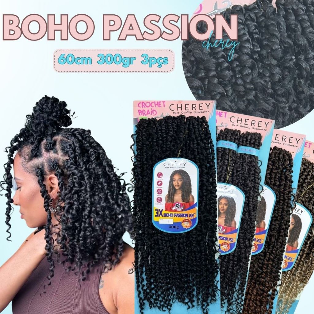 Cherey Cabelo Twist 60cm Crochet Braids Boho Passion 300g | Shopee
