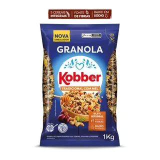 Granola Kobber Tradicional Cereais Mel Passas E Castanha 1kg