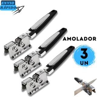 Jogo 3 Amolador Afiador de Faca Tesoura Canivete Lâmina Aço Inox Profissional em Oferta na Shopee