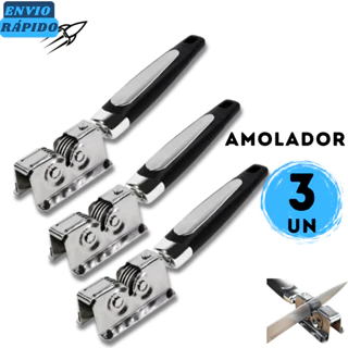 Jogo 3 Amolador Afiador de Faca Tesoura Canivete Lâmina Aço Inox Profissional em Oferta na Shopee
