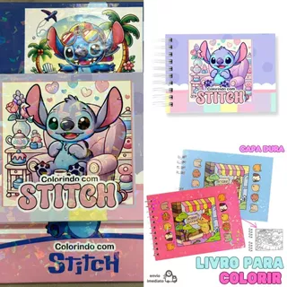 Kit Livro de Colorir Caderno Stch Bo Desenho Ursinho Capa Dura   Holográfica 50 Folhas em Oferta na Shopee