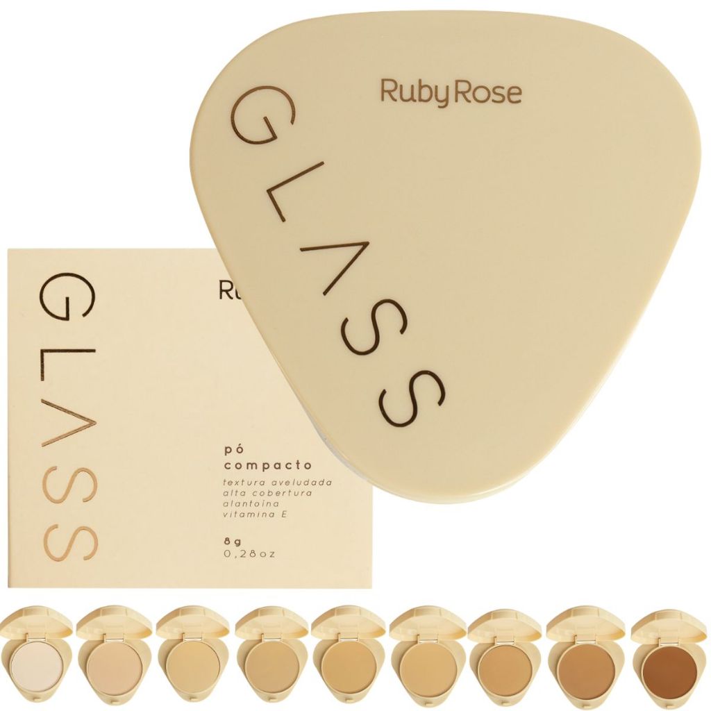 Pó Facial Compacto Glass Ruby Rose Matte Alta Cobertura e Textura ...