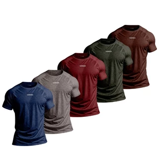 Kit 5 Camisas Raglan Mescla Proteção Uv Térmica Camisetas Dry Fit Voker