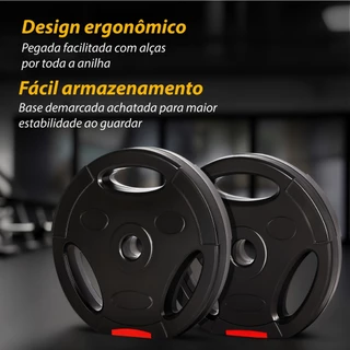 Anilha 1.25kg Para Barras Halteres Com Pegada Vazado Academia Musculação Treino Carga JustGoFit