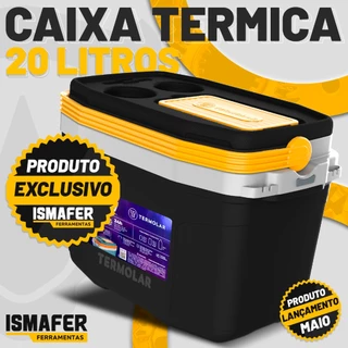 Caixa Térmica Cooler 20 Litros Com Alça Praia Preto Camping