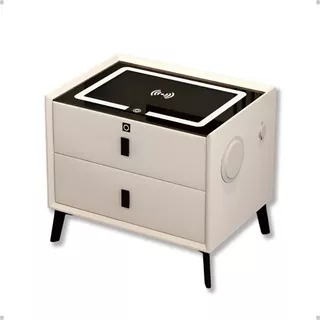 Mesa de Cabeceira Inteligente 2 Gavetas Branca ou Cinza com Digital LED e Bluetooth