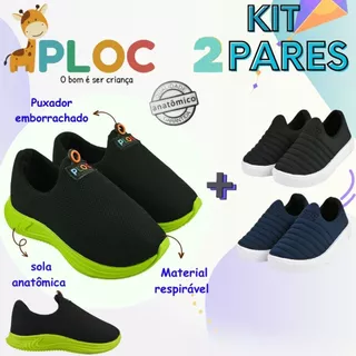 KIT 02 PARES TÊNIS INFANTIL: TÊNIS PLAY P26 COR A ESCOLHER + IATE MARINHO - PLOC ORIGINAL em Oferta na Shopee