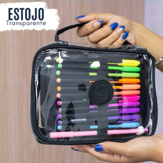 Estojo Transparente Box Com Divisórias Grande Duplo Case Organizador Escolar