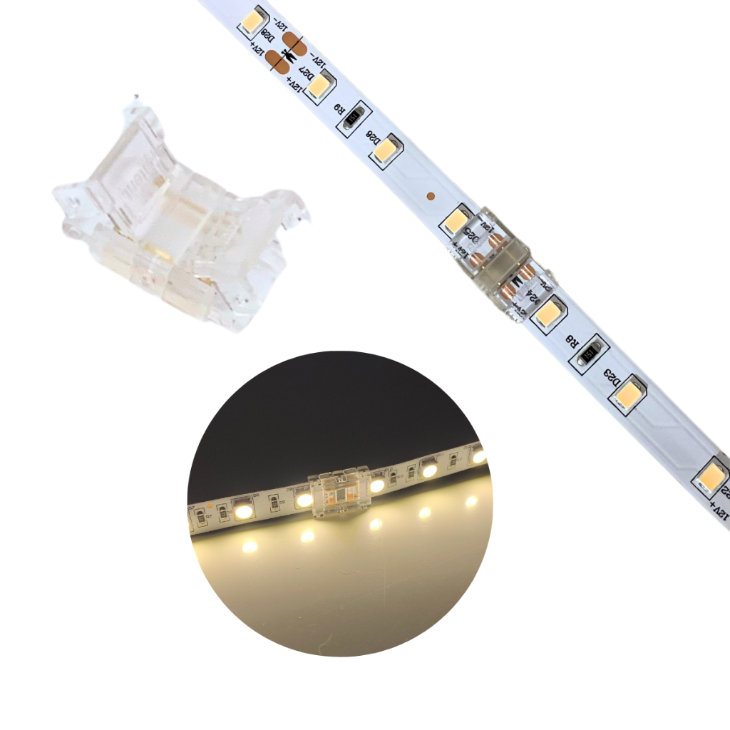 Kit Conector para Fita Led SMD 10mm 2835 5050 3825 Reta Linear Emenda sem Solda Encaixe