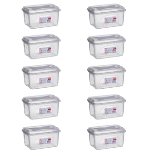 Kit 10 Potes Plástico 3 Litros Transparente Com Tampa De Trava Pote Potinho Reforçado Conjunto de 10