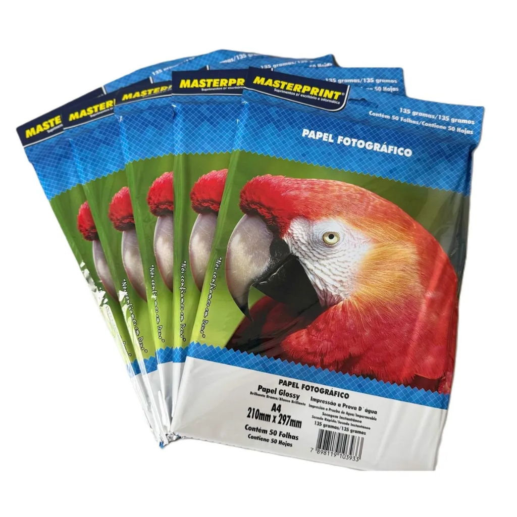 PAPEL FOTO MASTERPRINT 135G GLOSSY KIT 500 FOLHAS | Shopee Brasil