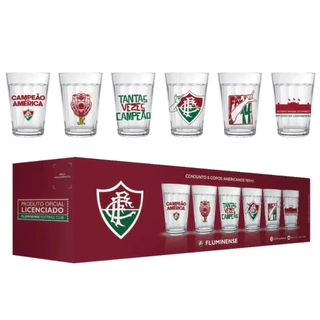Conjunto Kit Copo Americano 6 Peças Time Fluminense Oficial 190ml